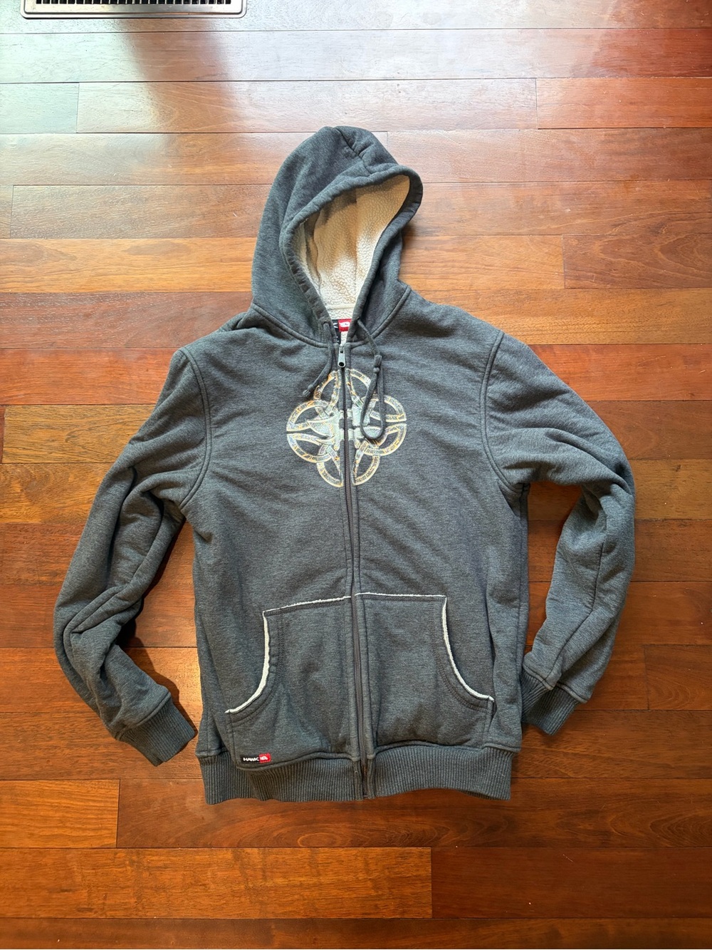 Tony Hawk Charcoal Gray Sherpa-Lined Hoodie with Red Logo Tab